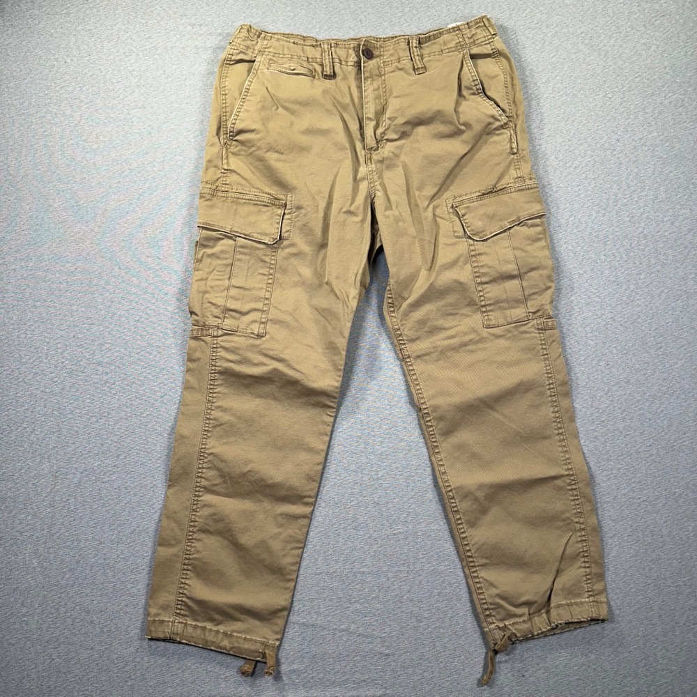 American Eagle Cargo‎ Pants Womens 34x26 Tan Khaki Straight Leg Utility Trousers